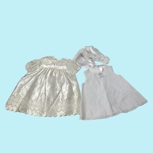 Madonna Girls 9-12 Mouths  3 Pc White Eyelet Dress USA Vintage